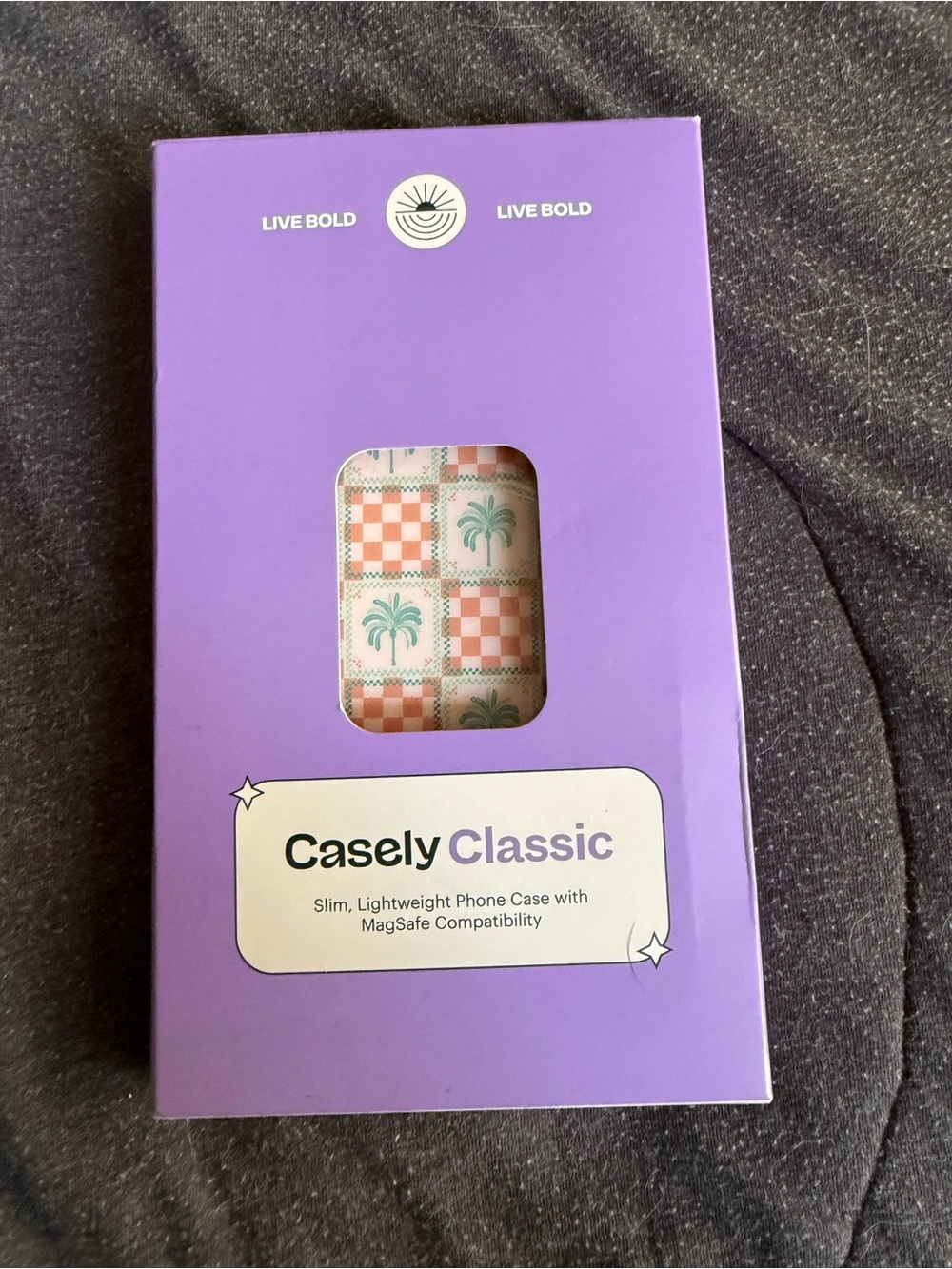 Casely Classic Phone Case - Pink & Green Checker Palm Print IPhone 16
